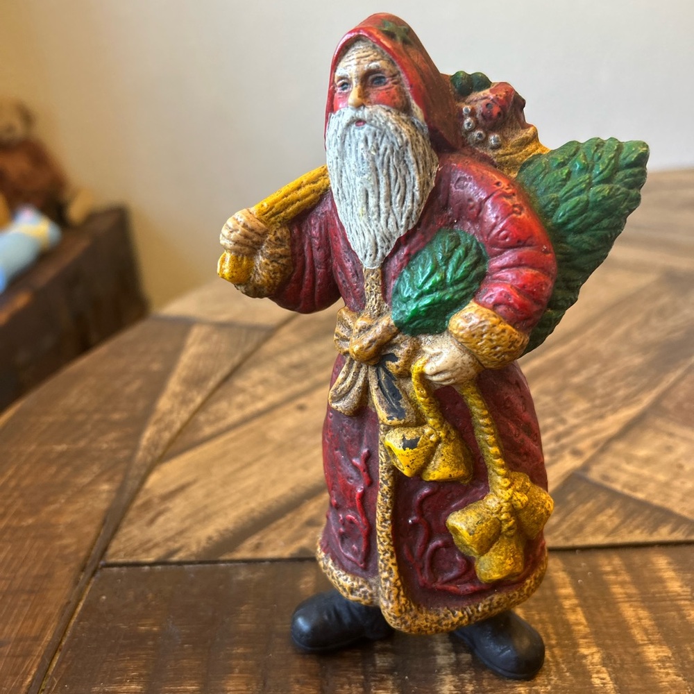 VTG folk art Blow Mold Hard Plastic Santa Claus Christmas Ornaments ~ 6.75" Tall